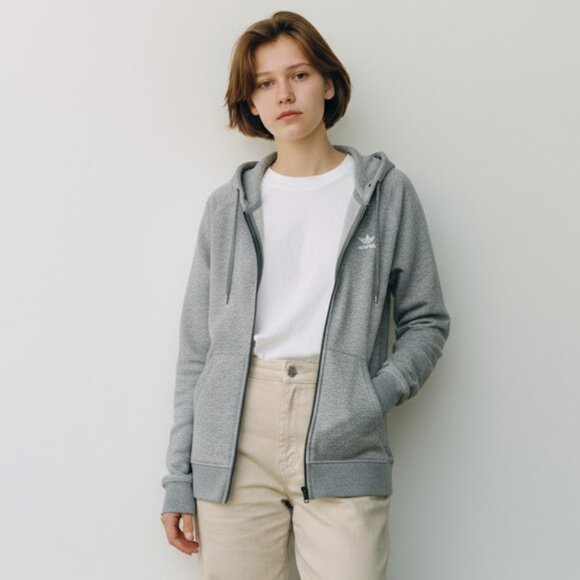 Adidas Originals Gray Essentials Full Zip Hoodie – Size Small - Picture 7 of 7
